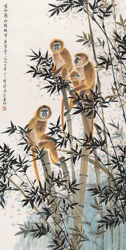 方楚雄 猴 立轴